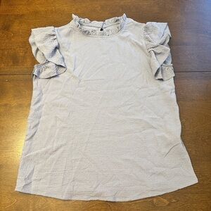 SHEIN Ruffled Sleeve Blouse - Light Gray Purple